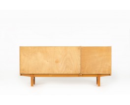 Andre Simard sideboard in ash veneer and black metal 1955