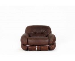 Adriano Piazzesi armchair model Okay in leather 1970