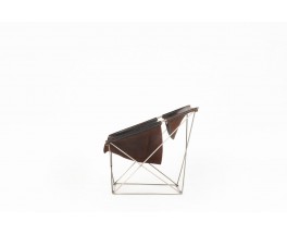 Pierre Paulin armchair model F675 Butterfly chrome and black leather edition Artifort 1960