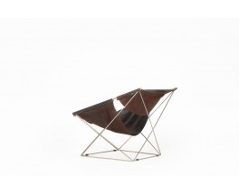 Pierre Paulin armchair model F675 Butterfly chrome and black leather edition Artifort 1960