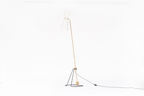 Pierre Guariche floor lamp with pendulum model G2 edition Disderot 1950
