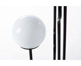 Goffredo Reggiani floor lamp in black metal and opaline glass 1970