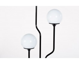 Goffredo Reggiani floor lamp in black metal and opaline glass 1970