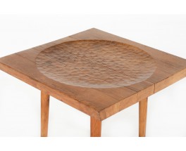 Table basse Jean Touret en chêne édition Ateliers Marolles 1960