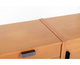 Andre Simard sideboard in ash veneer and black metal 1955