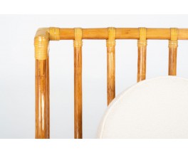 Canapé bambou cuir et tissu bouclette édition Maugrion Roche Bobois 1960