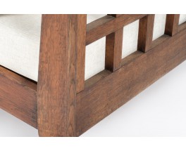 Rene Gabriel daybed in oak and linen design reconstruction 1950