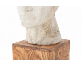 Limestone bust on base 1950