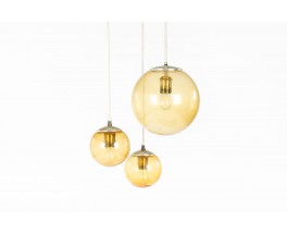 Pendant light with smoked glass edition Parscot 1970