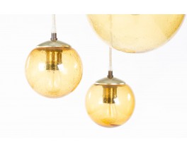 Pendant light with smoked glass edition Parscot 1970