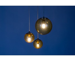 Pendant light with smoked glass edition Parscot 1970