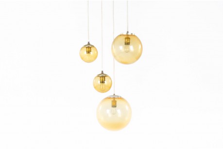 Pendant light with smoked glass edition Parscot 1970