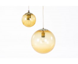 Pendant light with smoked glass edition Parscot 1970