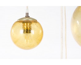 Pendant light with smoked glass edition Parscot 1970