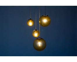 Pendant light with smoked glass edition Parscot 1970