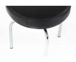 Stool model LC8 in leather Le Corbusier Charlotte Perriand edition Cassina 1970