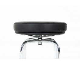 Stool model LC8 in leather Le Corbusier Charlotte Perriand edition Cassina 1970