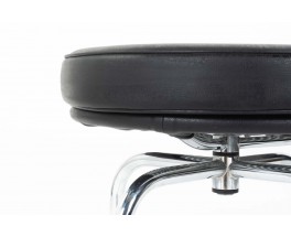 Stool model LC8 in leather Le Corbusier Charlotte Perriand edition Cassina 1970