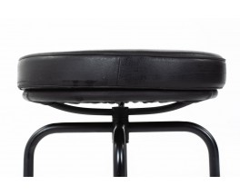 Stool model LC8 in leather Le Corbusier Charlotte Perriand edition Cassina 1970