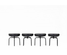 Stool model LC8 in leather Le Corbusier Charlotte Perriand edition Cassina 1970