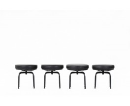 Stool model LC8 in leather Le Corbusier Charlotte Perriand edition Cassina 1970