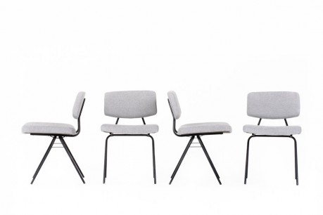 Pierre Guariche chairs model Compas edition Les Huchers Minvielle 1950 set of 4