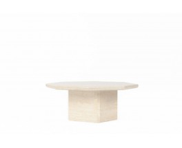 Octagonal coffee table in travertine 1980