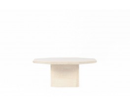 Octagonal coffee table in travertine 1980