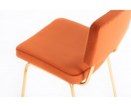 Chaises métal doré et velours ocre édition Airborne 1950 set de 6