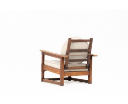 Fauteuil en chêne et velours marron design Art Déco 1930