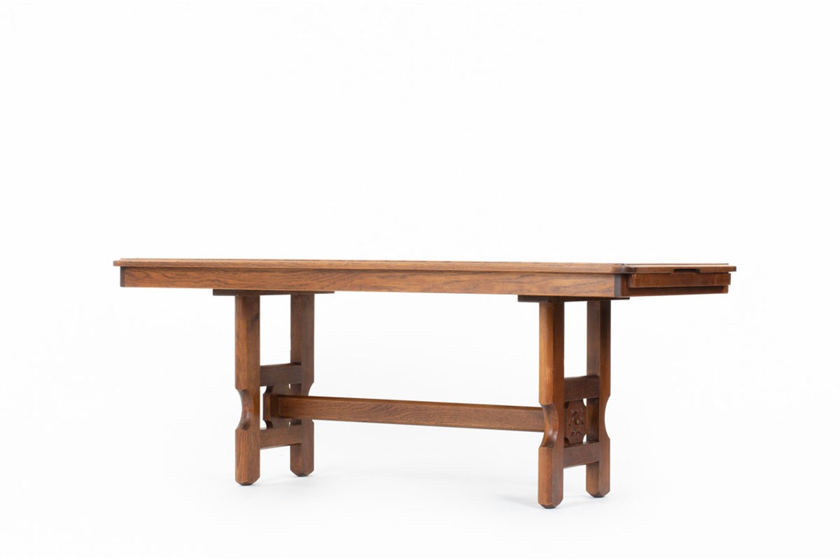 Guillerme And Chambron Rectangular Dining Table In Oak 1950