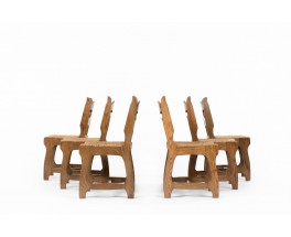 Guillerme and Chambron chairs in oak and straw edition Votre Maison 1950 set of 6