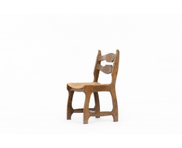 Guillerme and Chambron chairs in oak and straw edition Votre Maison 1950 set of 6