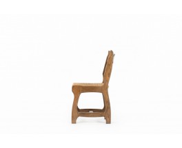 Guillerme and Chambron chairs in oak and straw edition Votre Maison 1950 set of 6