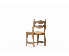 Guillerme and Chambron chairs in oak and straw edition Votre Maison 1950 set of 6