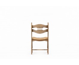 Guillerme and Chambron chairs in oak and straw edition Votre Maison 1950 set of 6