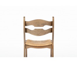 Guillerme and Chambron chairs in oak and straw edition Votre Maison 1950 set of 6