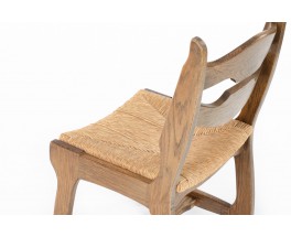 Guillerme and Chambron chairs in oak and straw edition Votre Maison 1950 set of 6