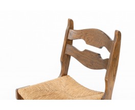 Guillerme and Chambron chairs in oak and straw edition Votre Maison 1950 set of 6