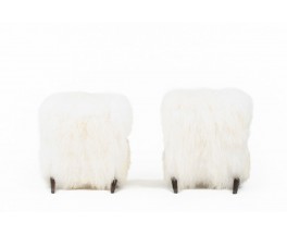 Jindrich Halabala armchairs model H269 icelandic sheep and beech 1930 set of 2