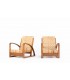 Fauteuils en teck et moelle de rotin tressée 1930 set de 2
