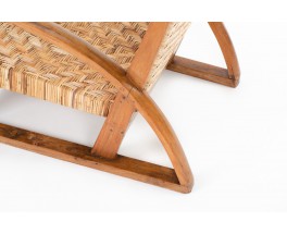 Fauteuils en teck et moelle de rotin tressée 1930 set de 2