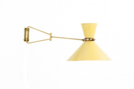 Rene Mathieu wall lamp model Diabolo in brass and metal edition Lunel 1950