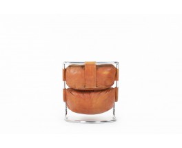 Fauteuil en chrome et coussins cuir camel design italien 1970