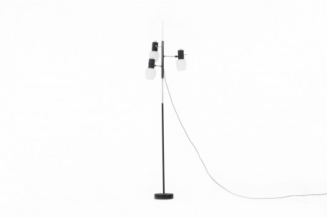 Floor lamp in metal and opaline glass edition Arlus 1960