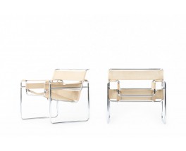 Marcel Breuer armchairs model Wassily B3 edition Gavina 1970 set of 2