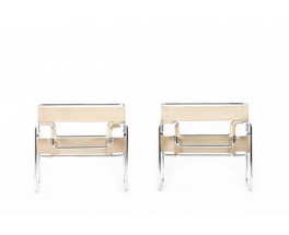 Marcel Breuer armchairs model Wassily B3 edition Gavina 1970 set of 2