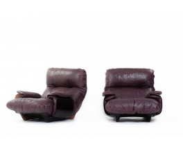 Fauteuils Michel Ducaroy modèle Marsala en cuir édition Ligne Roset 1970 set de 2