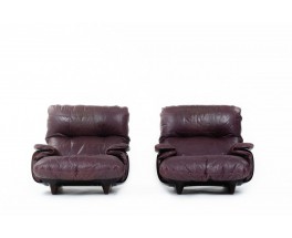 Michel Ducaroy armchairs model Marsala in leather edition Ligne Roset 1970 set of 2