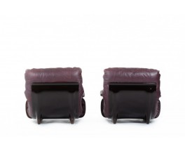 Michel Ducaroy armchairs model Marsala in leather edition Ligne Roset 1970 set of 2